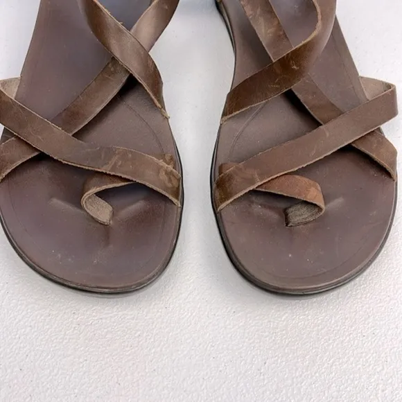 OluKai Upena Leather Quarter Strap Sandal Kona Coffee Brown Strappy 10