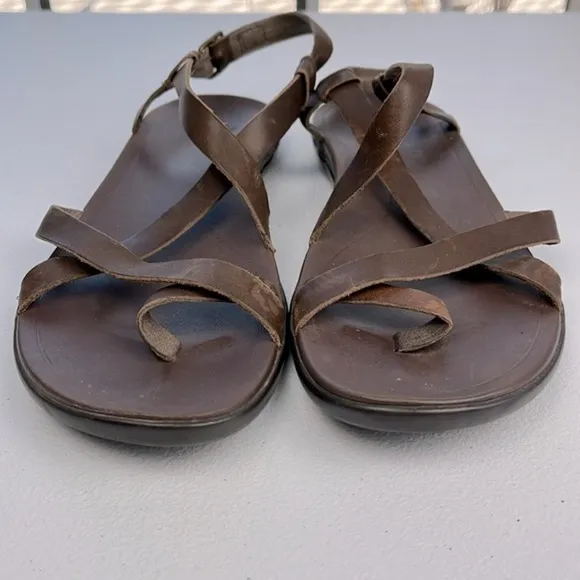 OluKai Upena Leather Quarter Strap Sandal Kona Coffee Brown Strappy 10