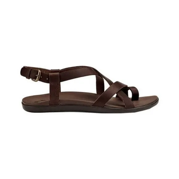 OluKai Upena Leather Quarter Strap Sandal Kona Coffee Brown Strappy 10