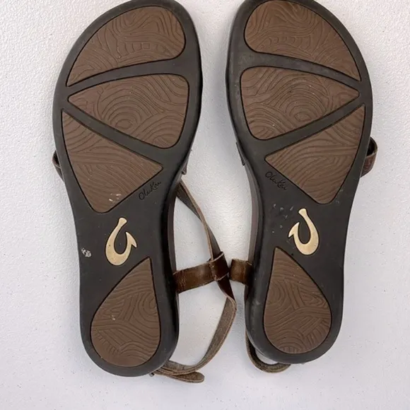 OluKai Upena Leather Quarter Strap Sandal Kona Coffee Brown Strappy 10
