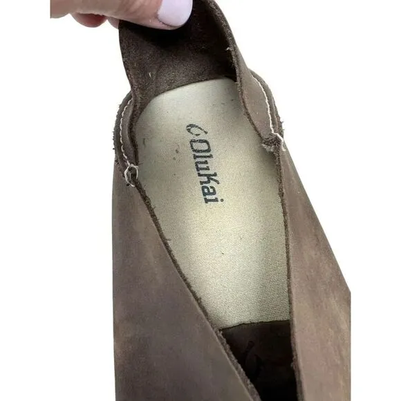 Olukai Holokai Men's Size 11 Brown Leather Comfort Lace Up boat shoes