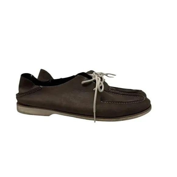 Olukai Holokai Men's Size 11 Brown Leather Comfort Lace Up boat shoes