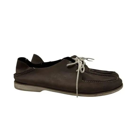 Olukai Holokai Men's Size 11 Brown Leather Comfort Lace Up boat shoes