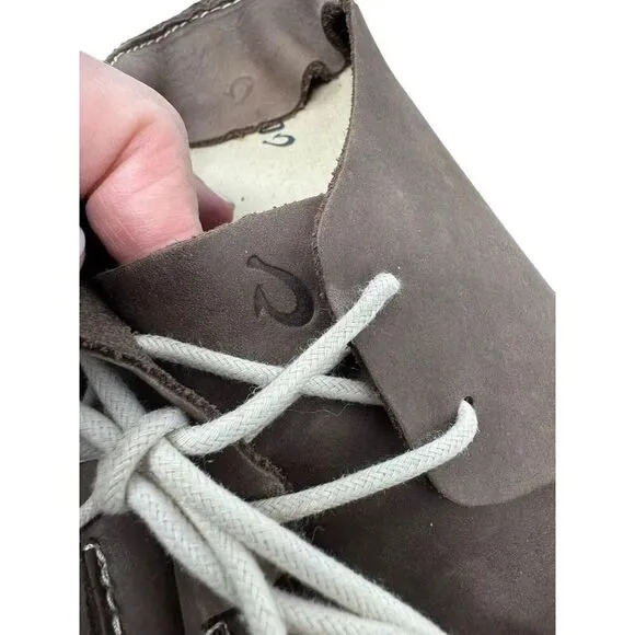 Olukai Holokai Men's Size 11 Brown Leather Comfort Lace Up boat shoes