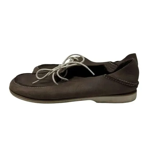 Olukai Holokai Men's Size 11 Brown Leather Comfort Lace Up boat shoes