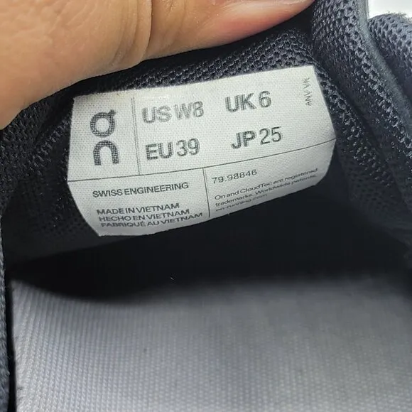 On Cloud 5 Combo Womens 8 Black Athletic Shoes Running Walking Outdoors Comfort