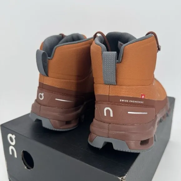 On Running Women's Cloudrock Hiking Boots size 6.5 Pecan/Rock Mid Top WATERPROOF