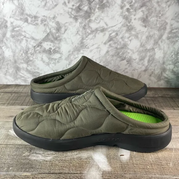OOFOS Men's Quilted Thermo Mule Alpine Moss Green Slip-On Clog Shoes Size 14