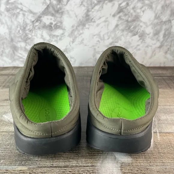 OOFOS Men's Quilted Thermo Mule Alpine Moss Green Slip-On Clog Shoes Size 14