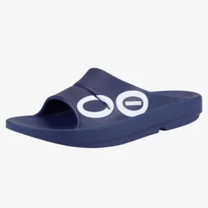 OOFOS OOahh Sport Slide Sandal, Navy White Men's Size 8 NWT