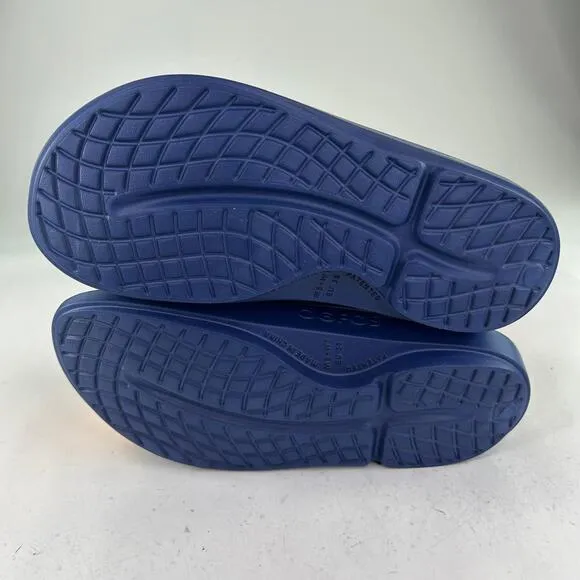 OOFOS OOahh Sport Slide Sandal Women's US 7 Blue Navy White Recovery Shoes