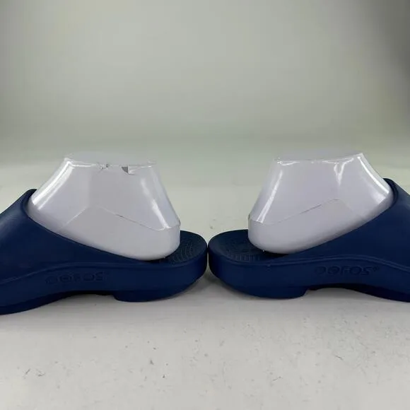 OOFOS OOahh Sport Slide Sandal Women's US 7 Blue Navy White Recovery Shoes