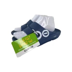 OOFOS OOahh Sport Slide Sandal Women's US 7 Blue Navy White Recovery Shoes