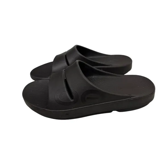 Oofos Shoes OOAHH Sport Slide Sandal Matte Black Size Men's 10