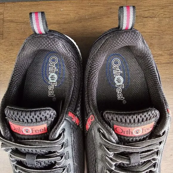 Orthofeet 617 Biofit Edgewater Men's Sz 8.5 2E Wide Black Walking Comfort Shoe