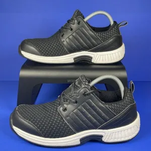 Orthofeet Biofit Tacoma 521 Black Stretch Knit Faux Leather Shoes Mens Size 8D