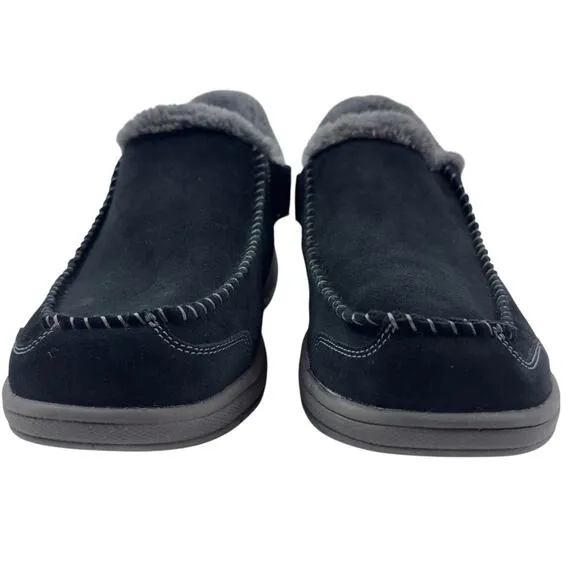 OrthoFeet Vito Black Suede Faux Fur  Hands Free Comfort Shoes Men's 10.5 Wide