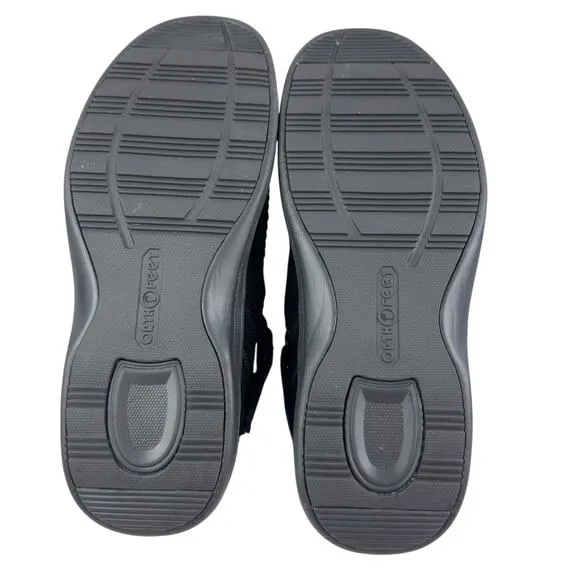 OrthoFeet Vito Black Suede Faux Fur  Hands Free Comfort Shoes Men's 10.5 Wide