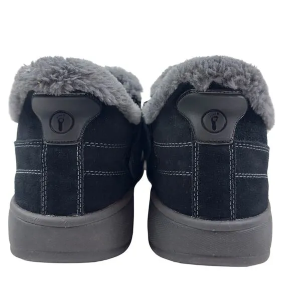 OrthoFeet Vito Black Suede Faux Fur  Hands Free Comfort Shoes Men's 10.5 Wide