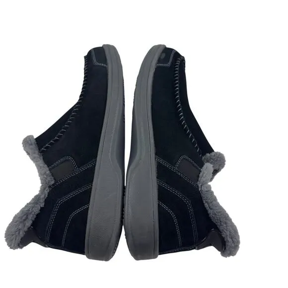 OrthoFeet Vito Black Suede Faux Fur  Hands Free Comfort Shoes Men's 10.5 Wide