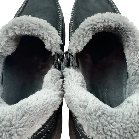 OrthoFeet Vito Black Suede Faux Fur  Hands Free Comfort Shoes Men's 10.5 Wide