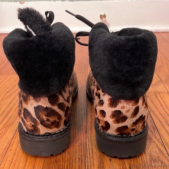 Oscar Sport Lace Up Kira Leopard Boots size 38 US 7-7.5 leather