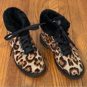 Oscar Sport Lace Up Kira Leopard Boots size 38 US 7-7.5 leather