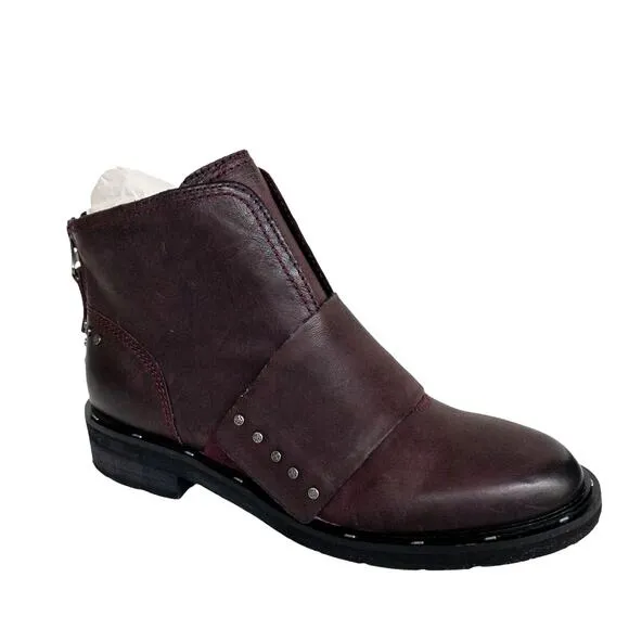 OTBT Frontage Moto Studded  Lug Sole Leather Ankle Boots 7.5 Women's