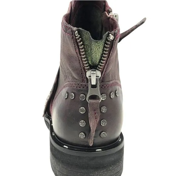 OTBT Frontage Moto Studded  Lug Sole Leather Ankle Boots 7.5 Women's