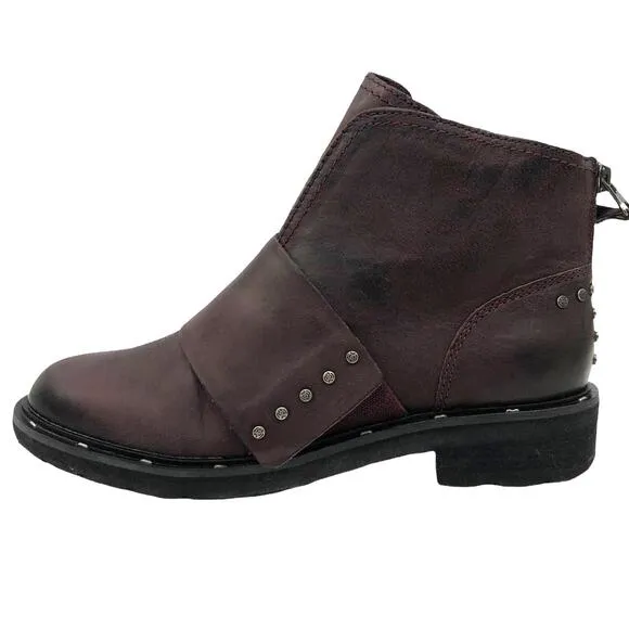 OTBT Frontage Moto Studded  Lug Sole Leather Ankle Boots 7.5 Women's