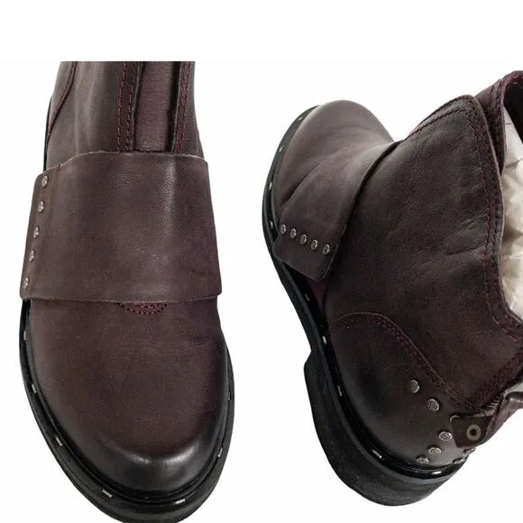 OTBT Frontage Moto Studded  Lug Sole Leather Ankle Boots 7.5 Women's