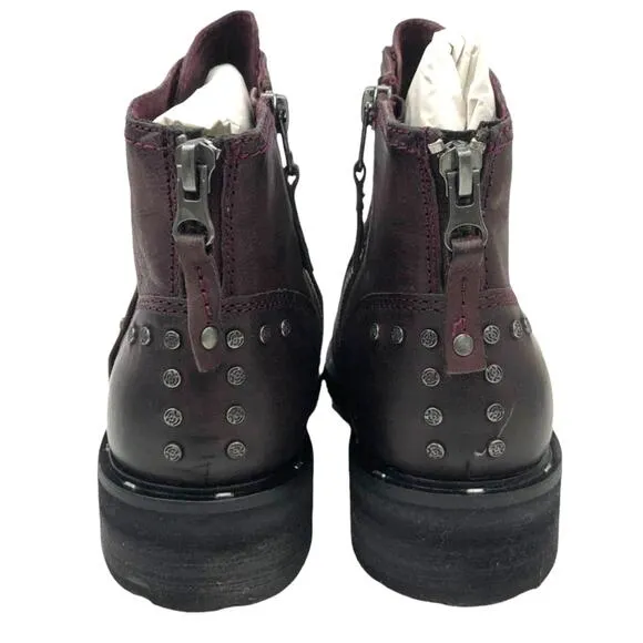 OTBT Frontage Moto Studded  Lug Sole Leather Ankle Boots 7.5 Women's