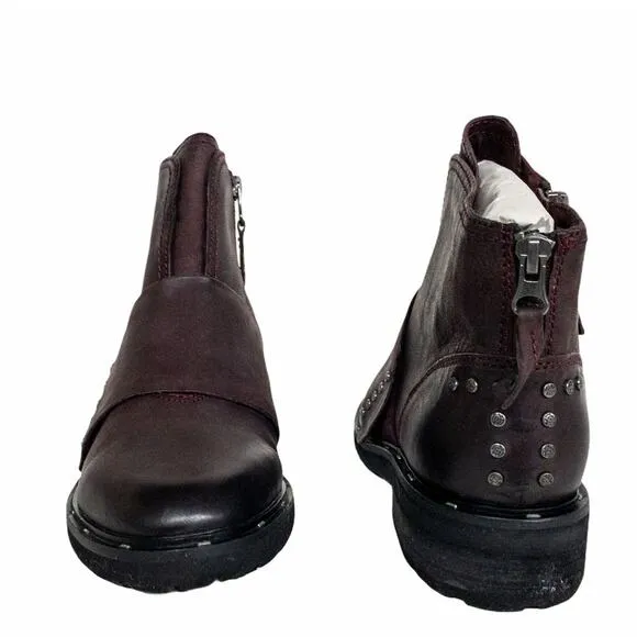 OTBT Frontage Moto Studded  Lug Sole Leather Ankle Boots 7.5 Women's