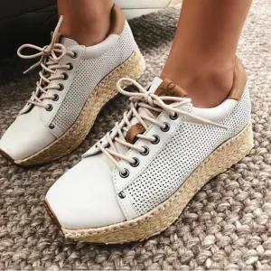 OTBT Meridian Nautical Leather Cream Tan Leather Sneaker Sz 7