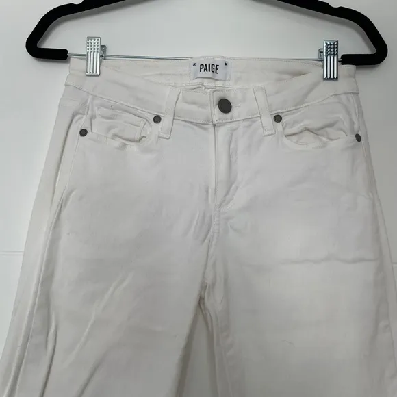 Paige Jeans skyline ankle peg white denim pants low rise straight leg trendy 27
