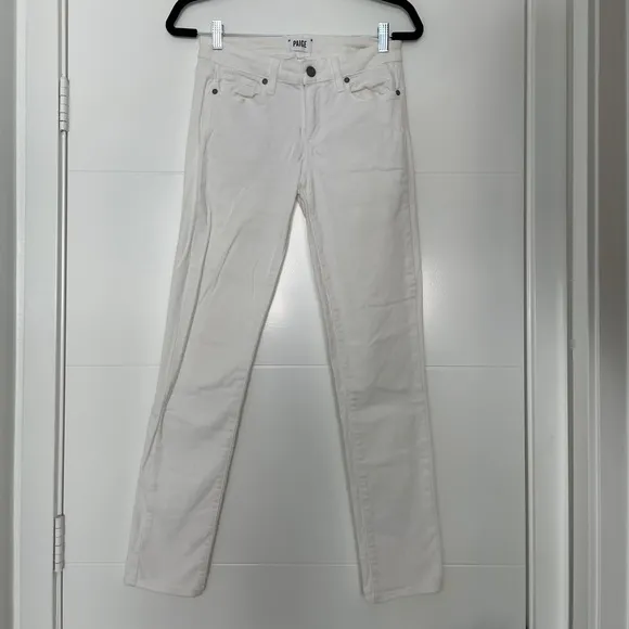 Paige Jeans skyline ankle peg white denim pants low rise straight leg trendy 27