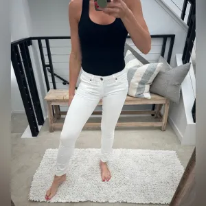 Paige Jeans skyline ankle peg white denim pants low rise straight leg trendy 27