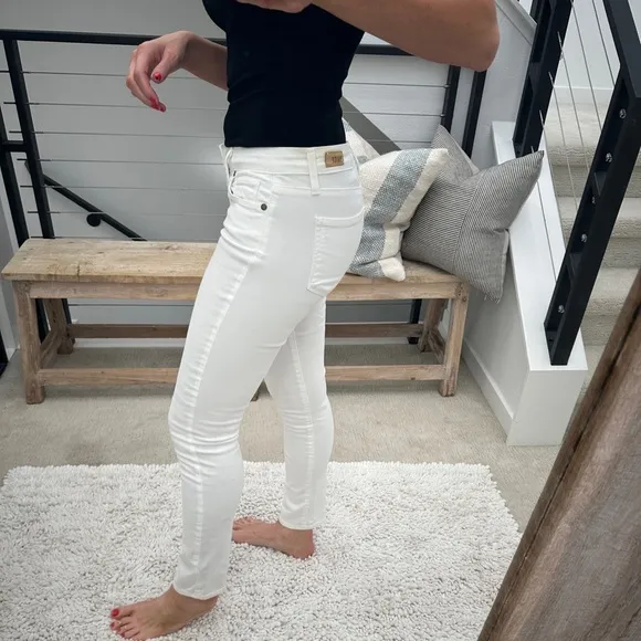 Paige Jeans skyline ankle peg white denim pants low rise straight leg trendy 27