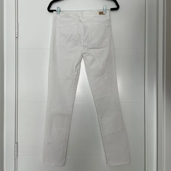 Paige Jeans skyline ankle peg white denim pants low rise straight leg trendy 27