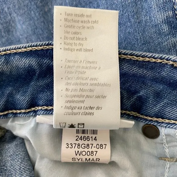 PAIGE Rory Crop Flare Jeans Size 28 Sylmar Blue Raw Hem Mid Rise Designer Denim