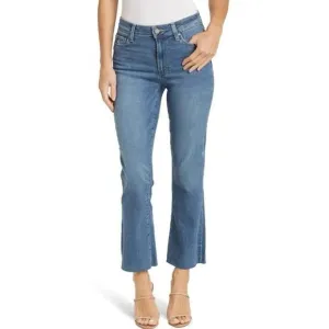 PAIGE Rory Crop Flare Jeans Size 28 Sylmar Blue Raw Hem Mid Rise Designer Denim