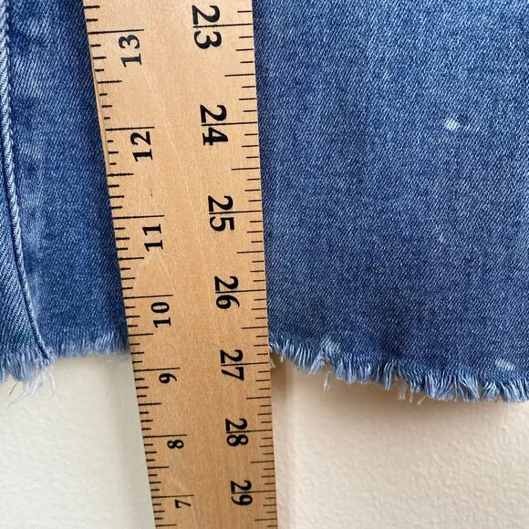 PAIGE Rory Crop Flare Jeans Size 28 Sylmar Blue Raw Hem Mid Rise Designer Denim