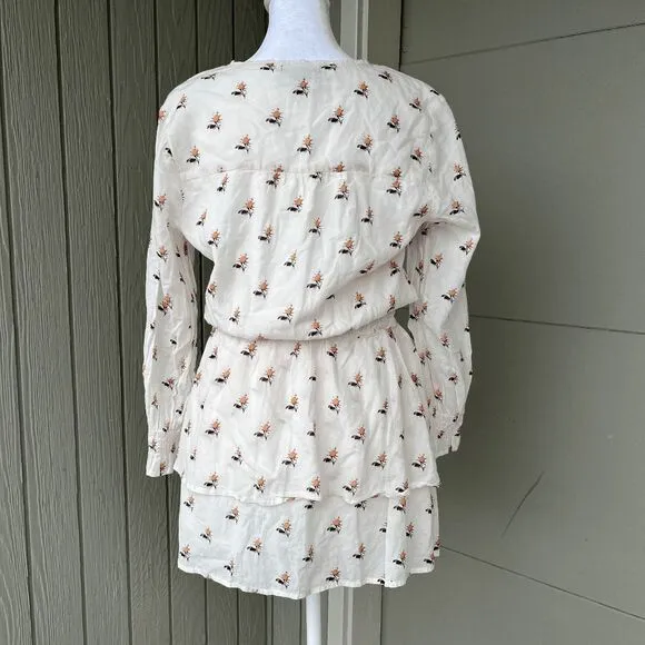 Paige Serrano Floral Peasant Dress w/ Smocked Waist &amp; Tiered Skirt | Small