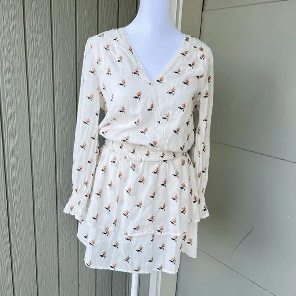 Paige Serrano Floral Peasant Dress w/ Smocked Waist &amp; Tiered Skirt | Small