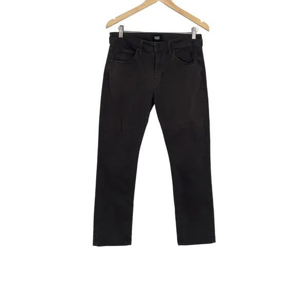 Paige Womens Slim Fit Mid Rise Black Faded Wash Cropped Denim Jeans Size 29