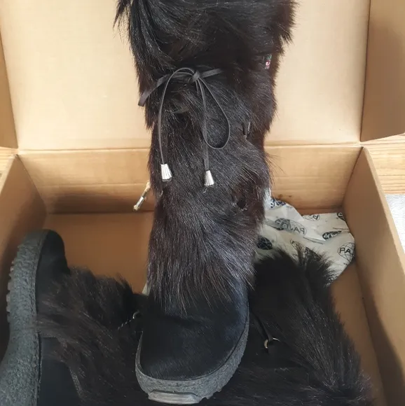 Pajar Boots Davos Fur Cow Goat Brown size 37