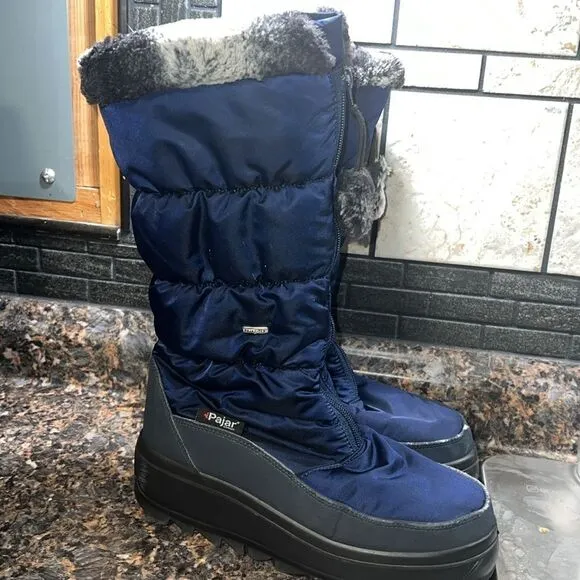Pajar Canada &quot;Toboggan 2.0&quot; Tall Nylon Boots dark blue size 8.5