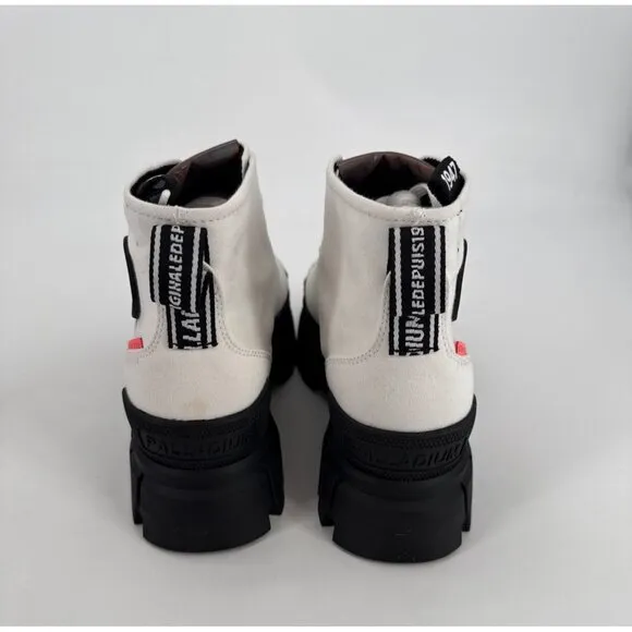 Palladium Womens Ankle Boots Revolt HI TX Black &amp; White Canvas Boots Size 9