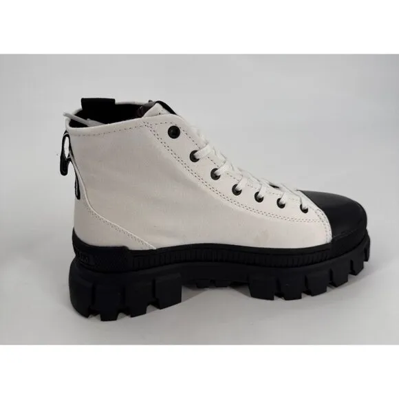 Palladium Womens Ankle Boots Revolt HI TX Black &amp; White Canvas Boots Size 9