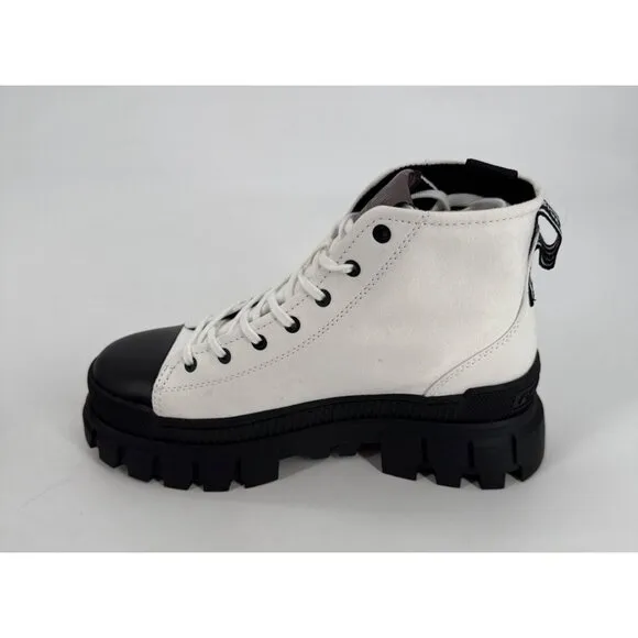 Palladium Womens Ankle Boots Revolt HI TX Black &amp; White Canvas Boots Size 9